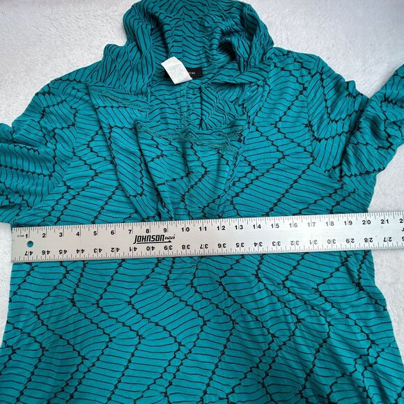 Yushi Womens Cowl Neck Textured Knit Tunic Top Large Blue Pullover 3/4 Sleeve - Picture 5 of 6